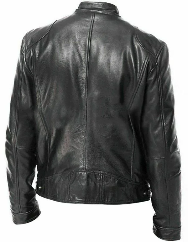 Mens vintage cafe racer black genuine leather slim fit real biker jacket