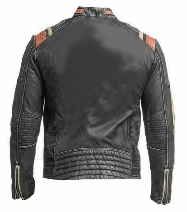 Men's Retro 3 Cafe Racer Biker Vintage Distressed Fashion Moto Leather Jacket