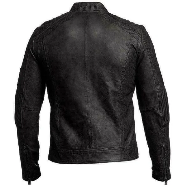 Men’s Biker Vintage Motorcycle Distressed Black Cafe Racer Leather Jacket