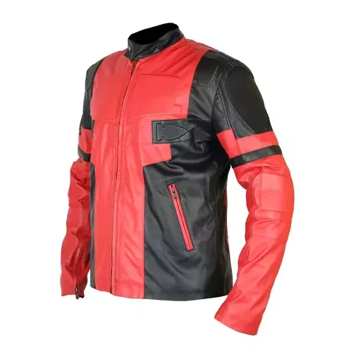 Deadpool Wade Wilson Ryan Reynolds Red Leather Jacket