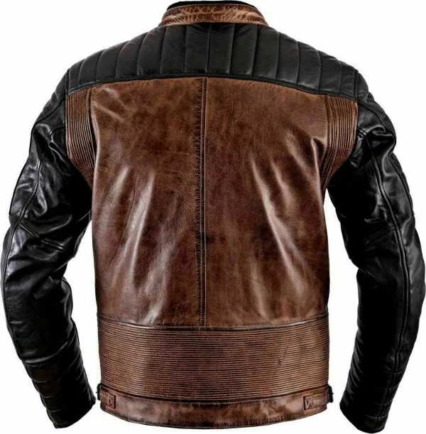 Vintage Brown Cafe Racer 2 Shaded Leather Jacket