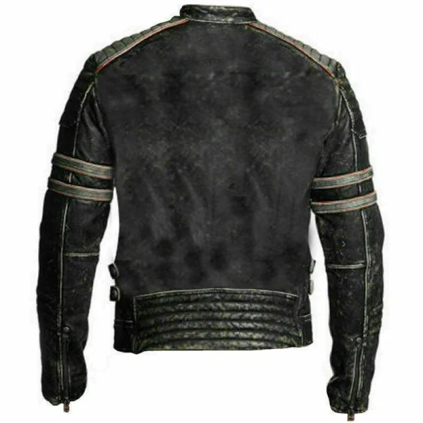 Mens Biker Vintage Motorcycle Cafe Racer Retro 1 Black Distressed Leather Jacket