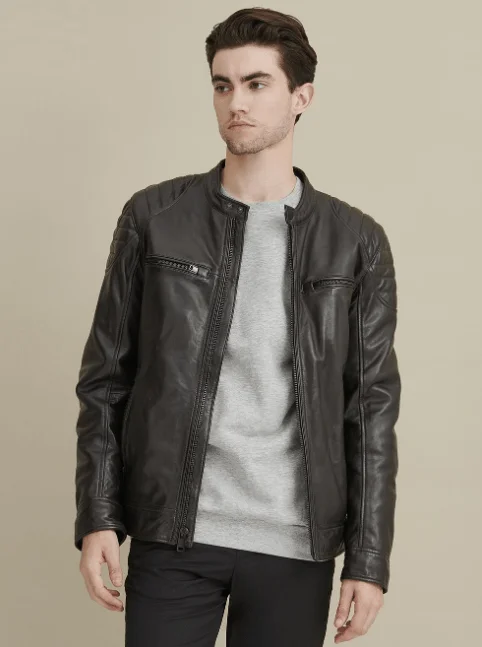 Rob Quilted Shoulder Leather Jacket