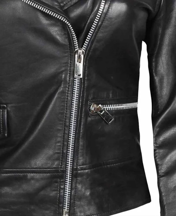 Amber Black Asymmetrical Womens Leather Jacket