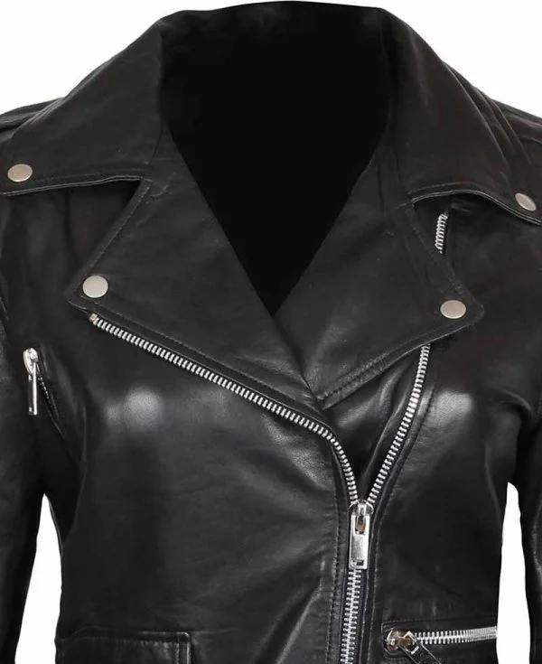 Amber Black Asymmetrical Womens Leather Jacket