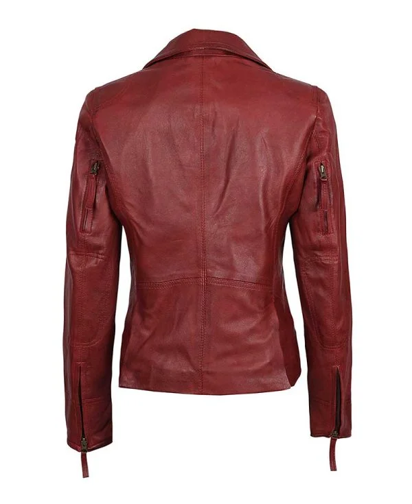 Ramsey Girls Fitted Rust Leather Double Zippered Perfecto Jacket