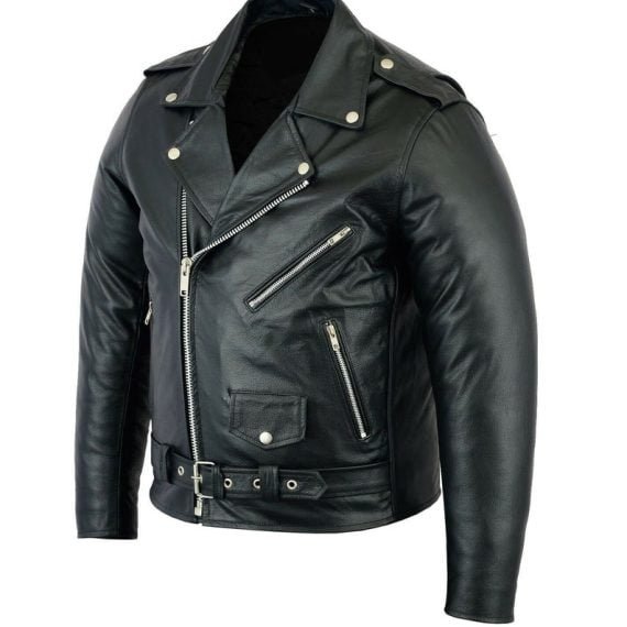 Men Real Brando Vintage Black Hand Made Lamb Skin Unisex Genuine Leather Jacket