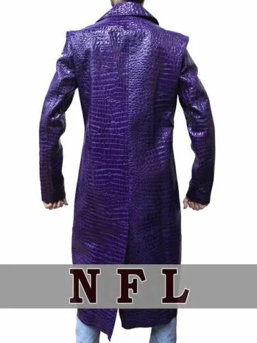 Suicide Squad Joker Jared Leto Purple Long Leather Coat - FL415