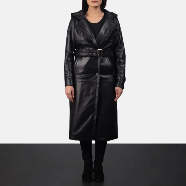 Fixon Hooded Black Trench Coat