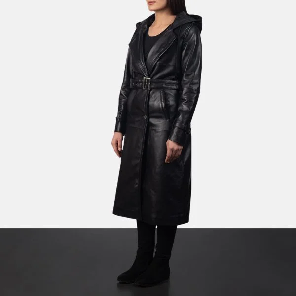 Fixon Hooded Black Trench Coat