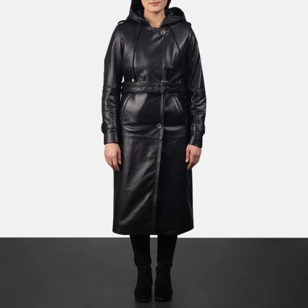 Fixon Hooded Black Trench Coat