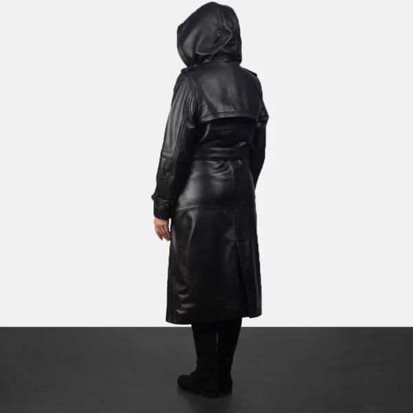 Fixon Hooded Black Trench Coat