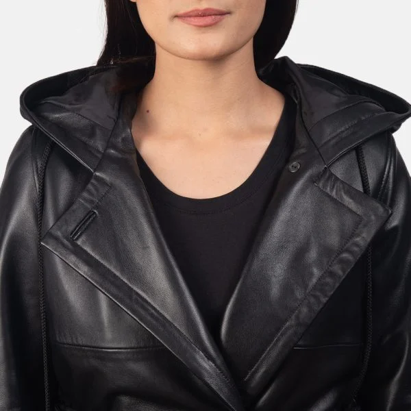 Fixon Hooded Black Trench Coat