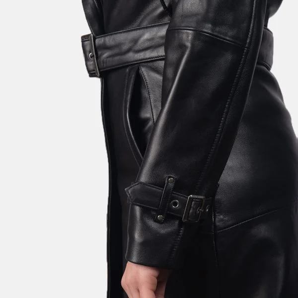 Fixon Hooded Black Trench Coat