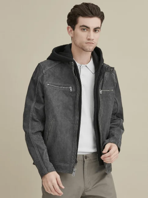 Jake Hooded Leather Jacket