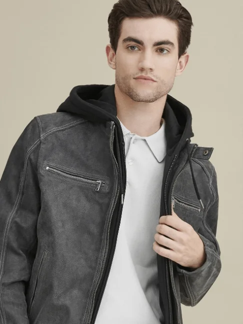 Jake Hooded Leather Jacket