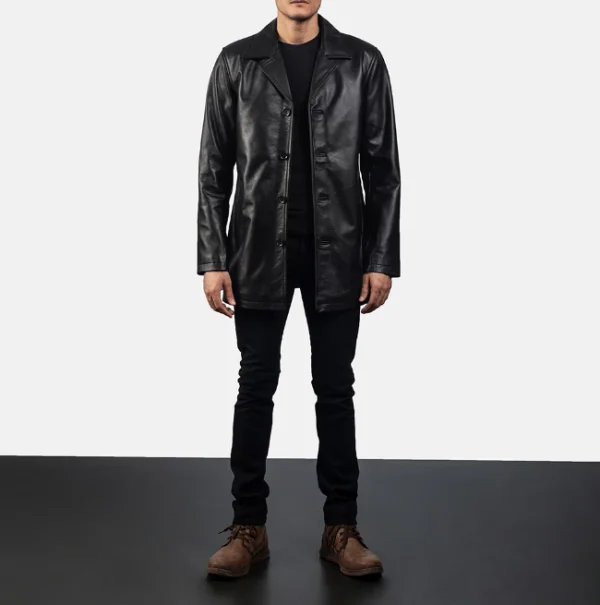 Urban Slate Black Leather Coat