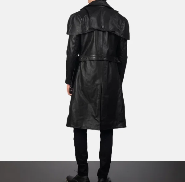 Deux Black Leather Duster