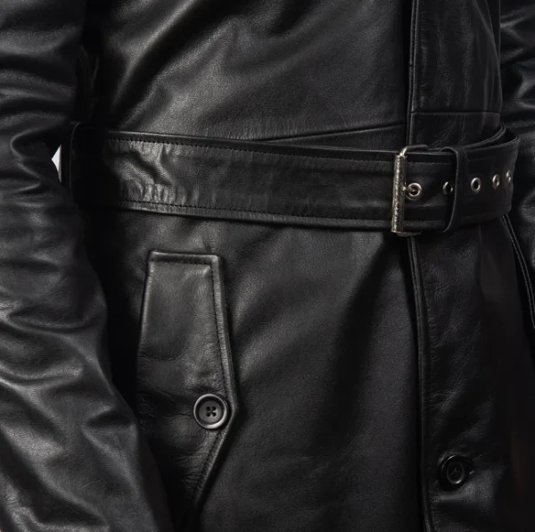 Deux Black Leather Duster