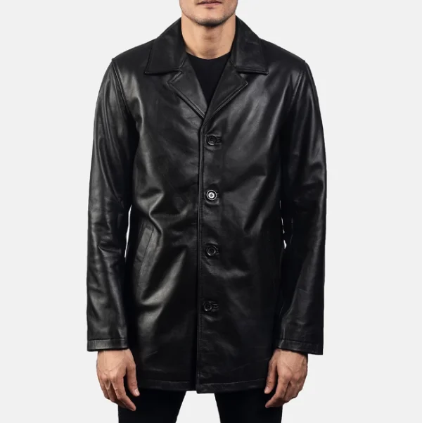 Urban Slate Black Leather Coat