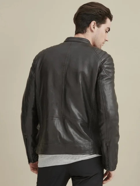 Rob Quilted Shoulder Leather Jacket