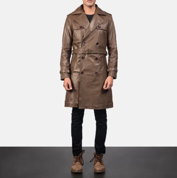 Royson Brown Leather Duster Coat