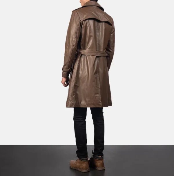 Royson Brown Leather Duster Coat