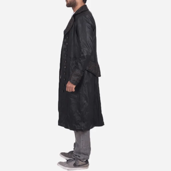 Pirate Black Leather Coat