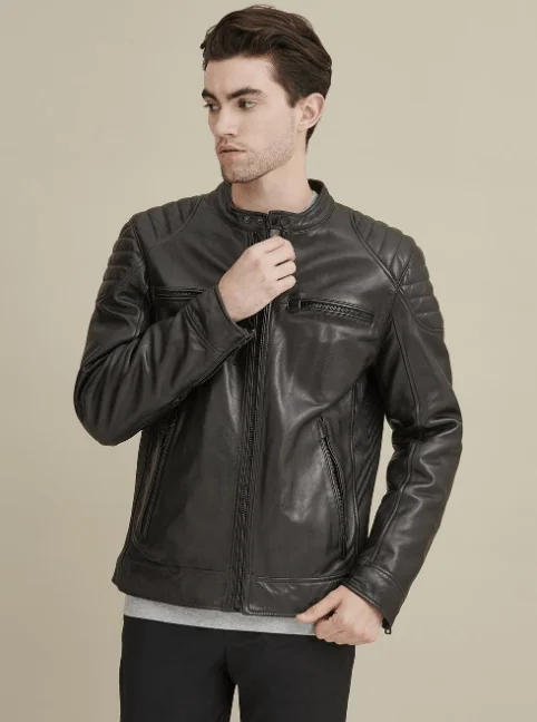 Rob Quilted Shoulder Leather Jacket