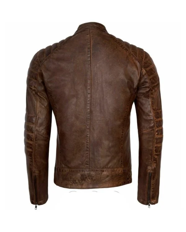 Men's Vintage Brown Cafe Racer Leather Jacket