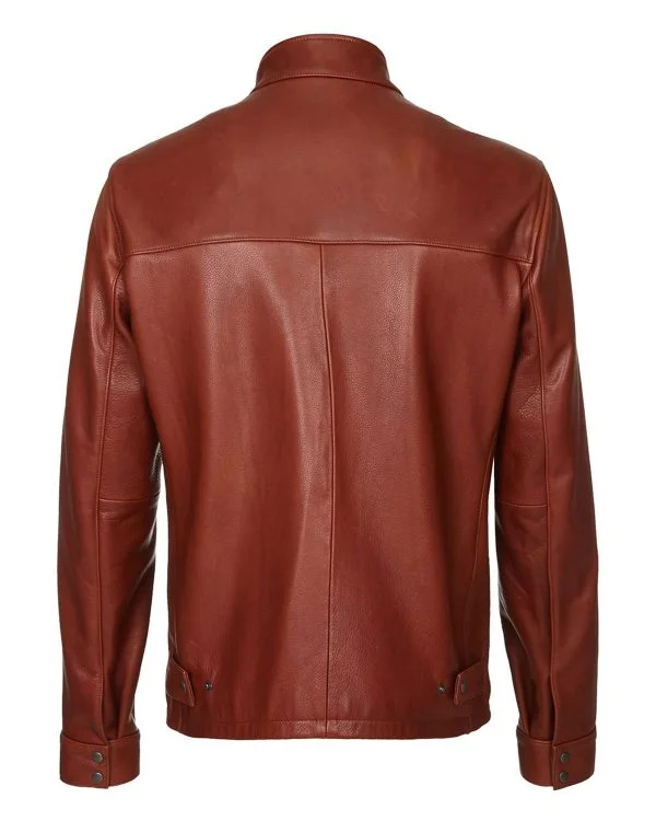 Men's Dark Brown Plain Biker Cafe Racer